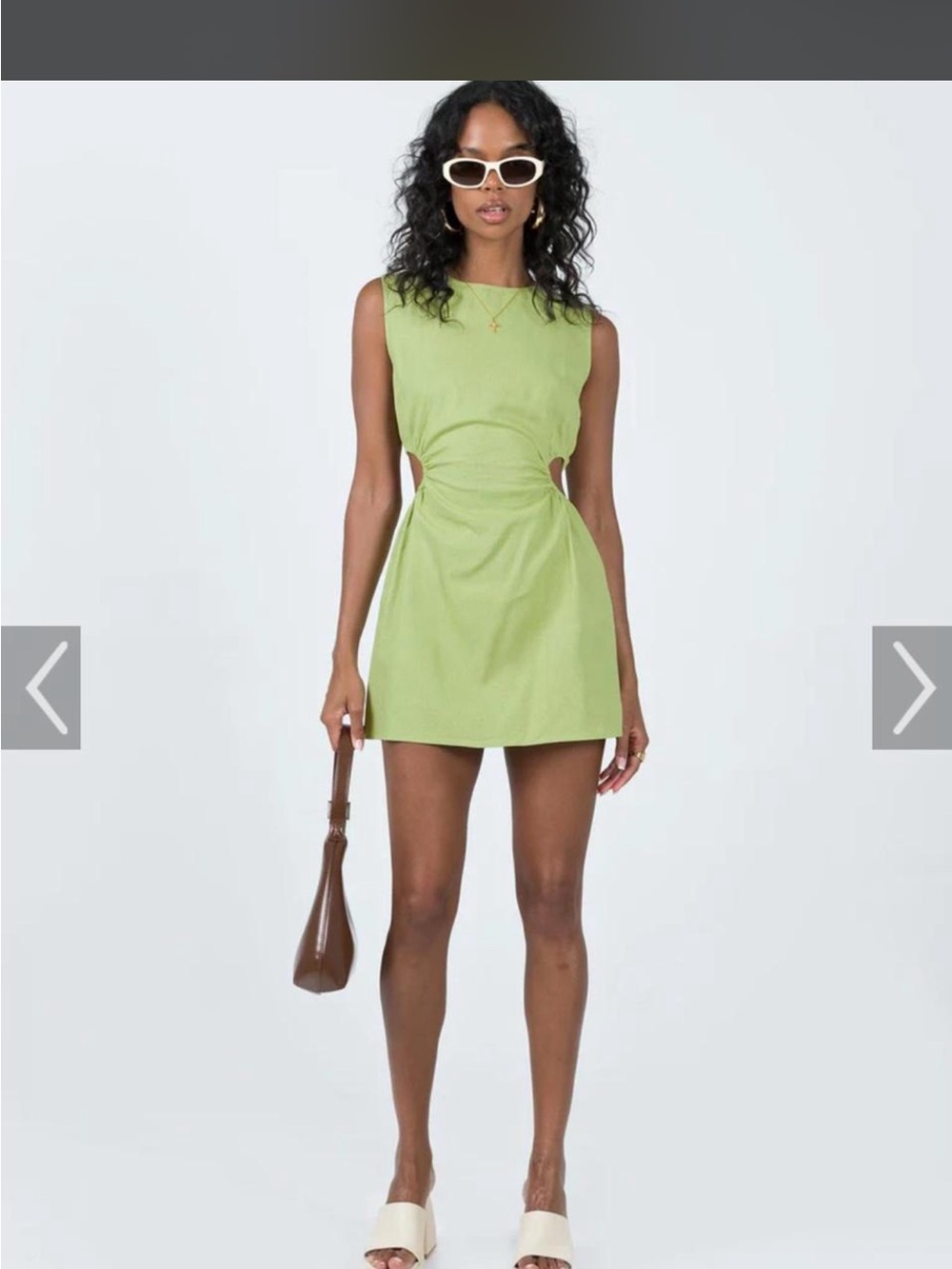 Princess Polly Lime Green Sleeveless Mini Dress with Side Cutouts